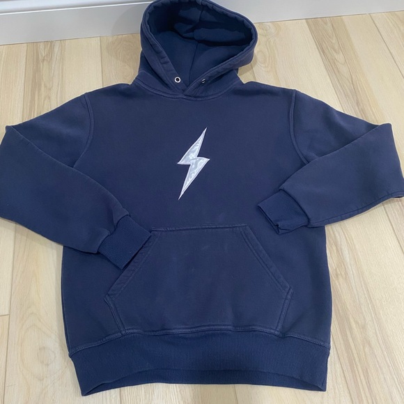 Bruce Bolt Hoodie Mens Small S Blue Gym Lightening Baseball Pullover Hoodie - Picture 1 of 7